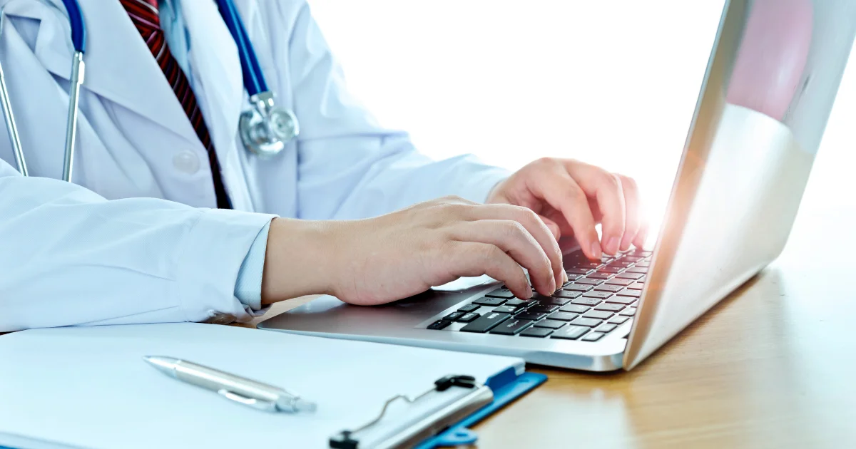 doctor social media on laptop