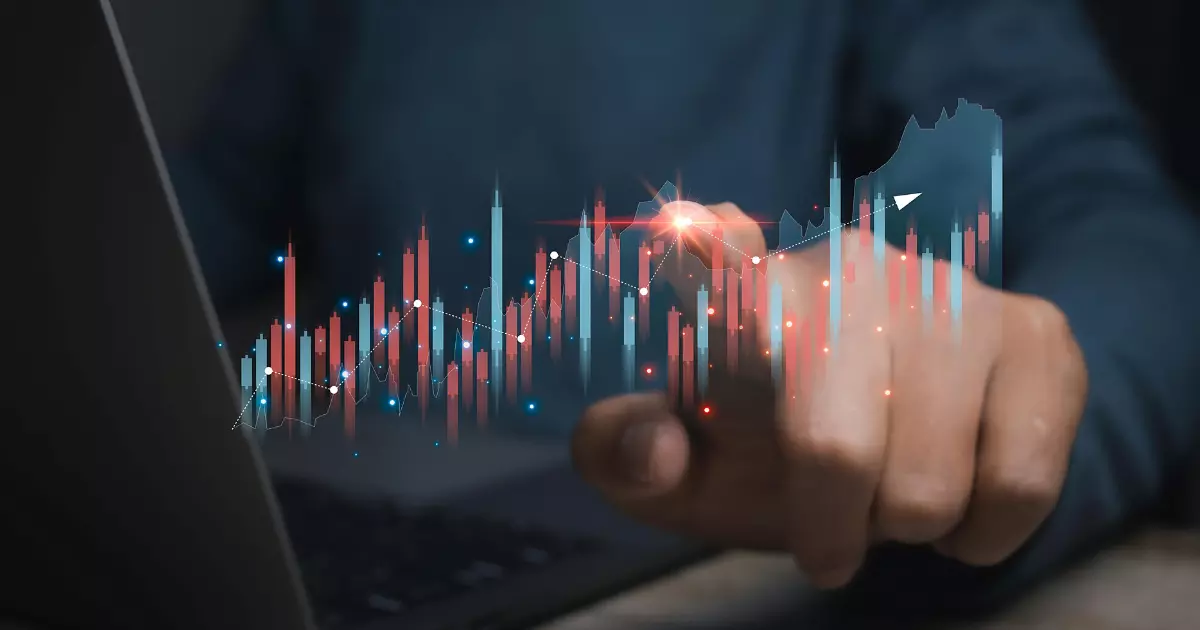 A finger pointing at a graph