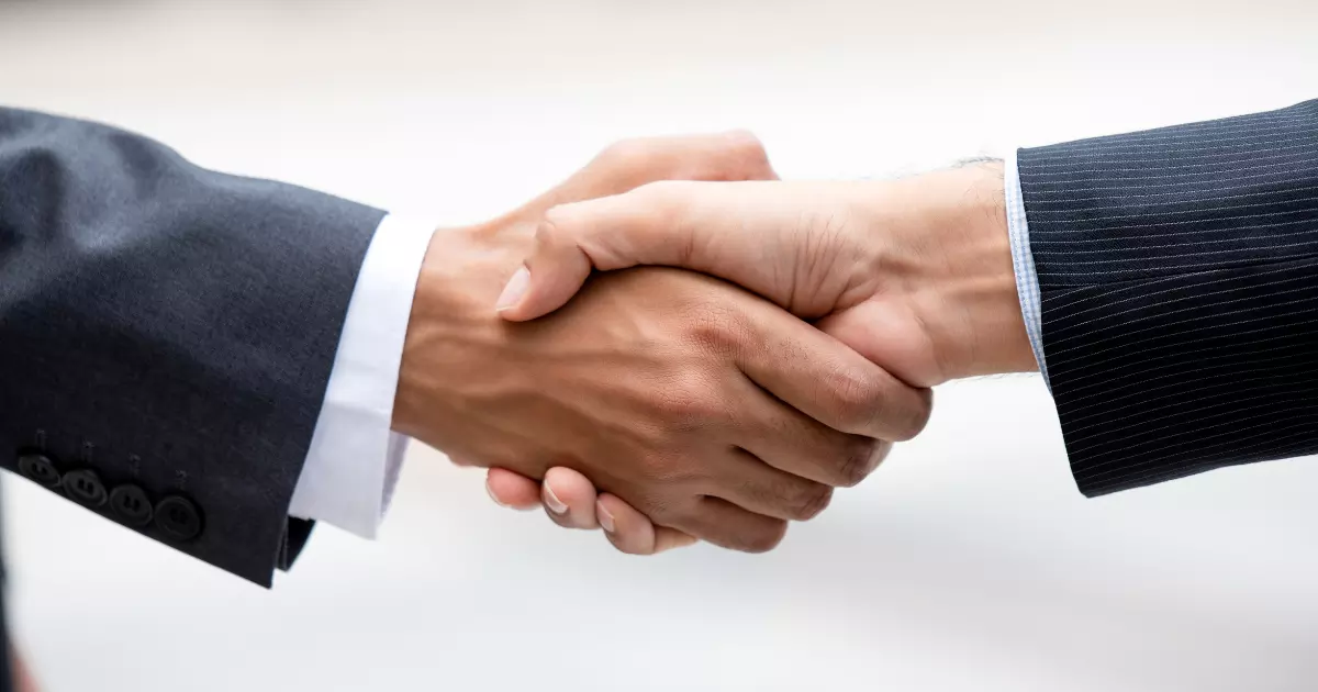 A close-up of a handshake